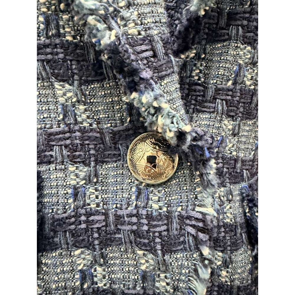 Veronica Beard Blue Multi Tweed Cutaway Dickey Jacket Blazer Size 2 NWT - Picture 7 of 16